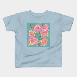 Peony and strawberry Kids T-Shirt